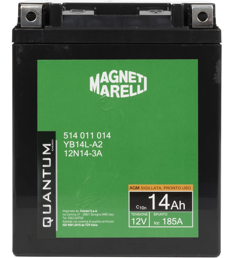 Magneti marelli batteria moto e scooter 14ah 12v 185a tecnologia agm sigillata polo positivo destro